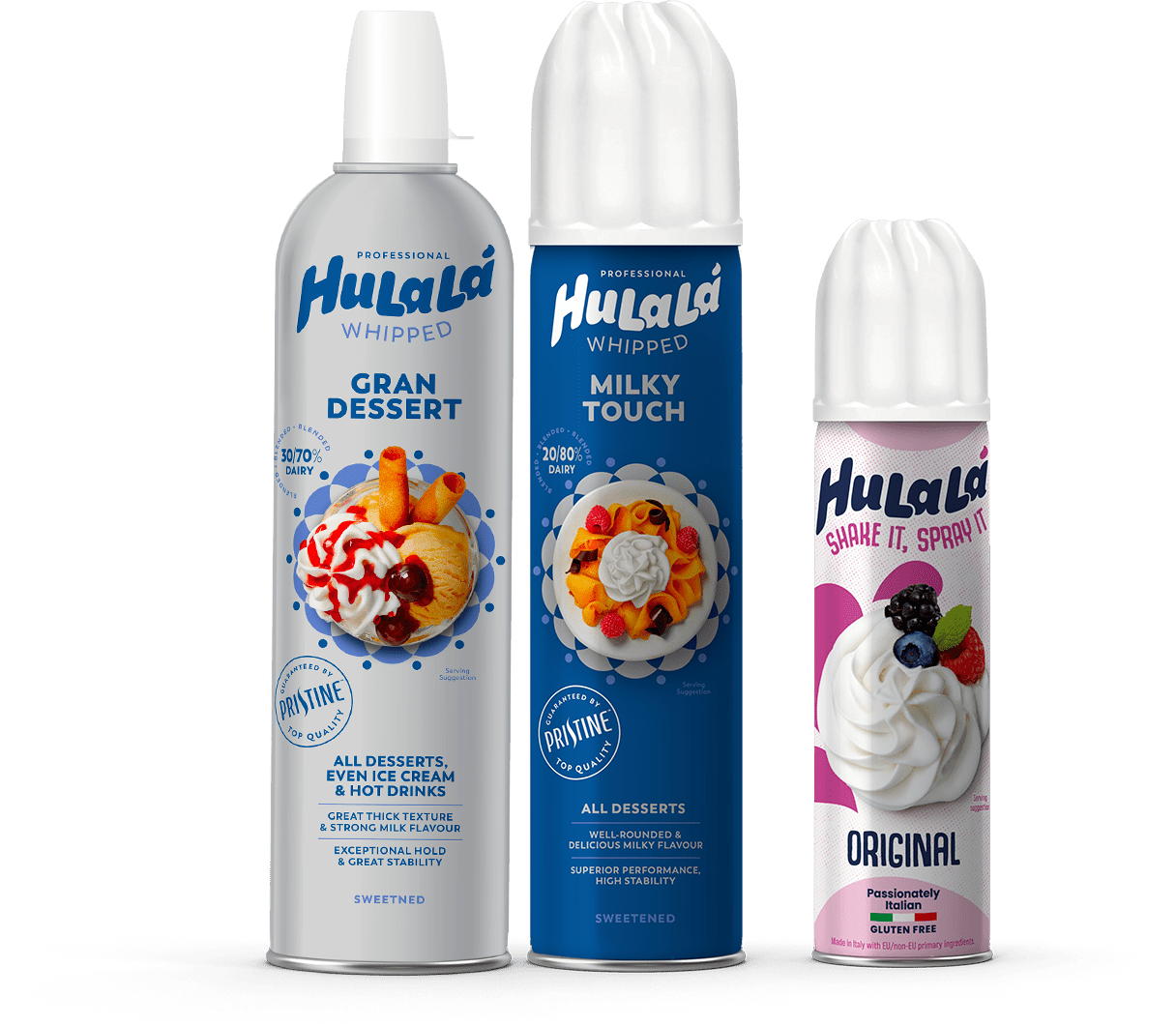 Hulala brings you the perfect trio: soft Whipping Cream, rich Gran Dessert, and creamy Gran Cucina.